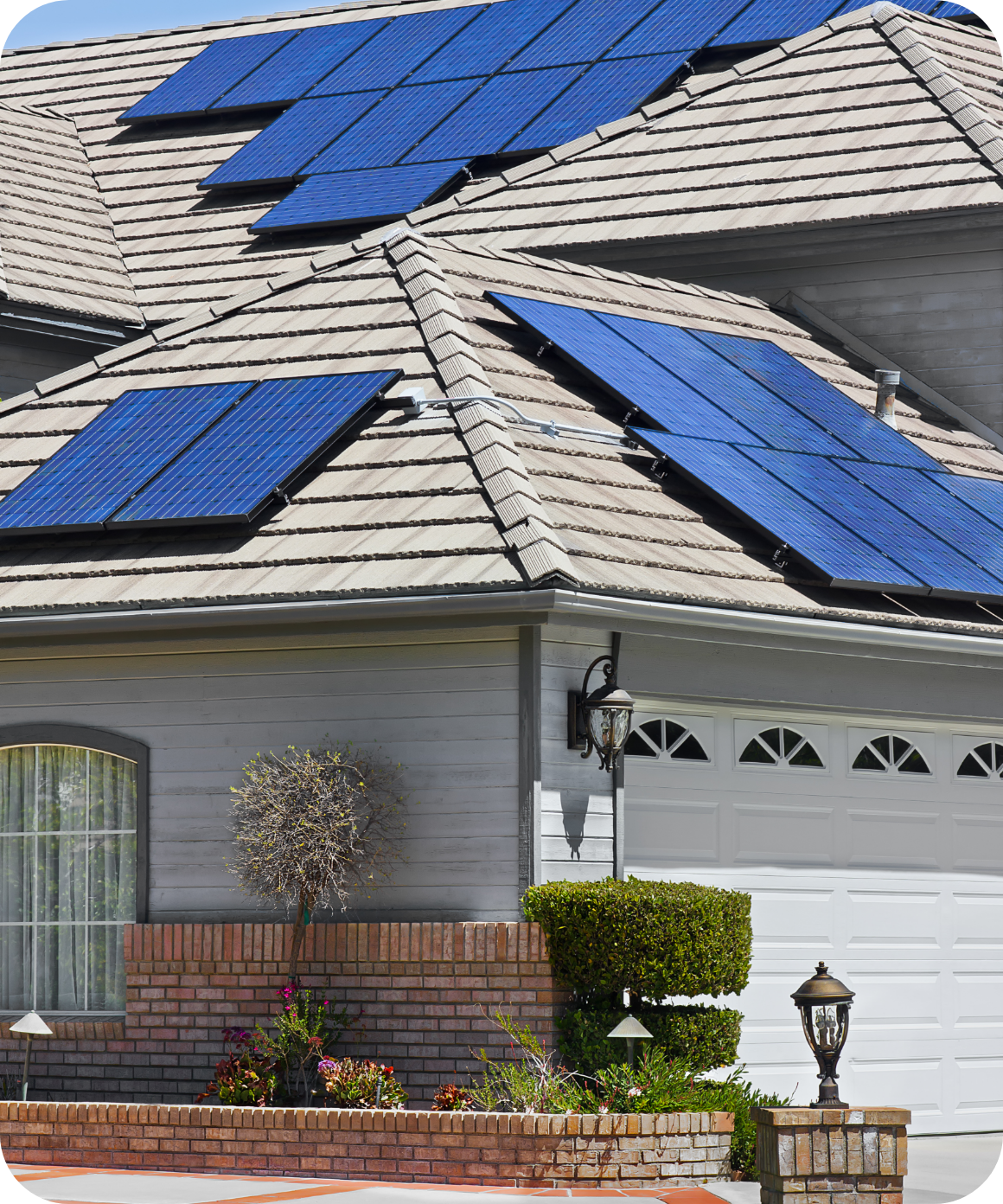 Solar panels on light house with garage