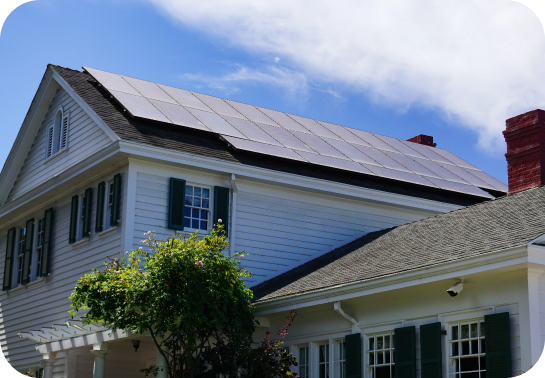 Solar panels on the side roof of a house