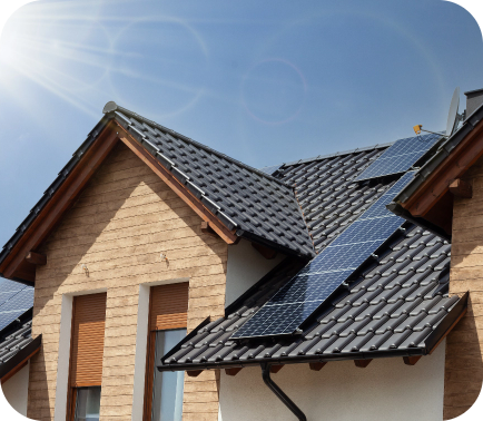 Solar panel on a corner roof section