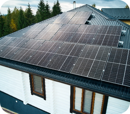 Solar panels on a side roof