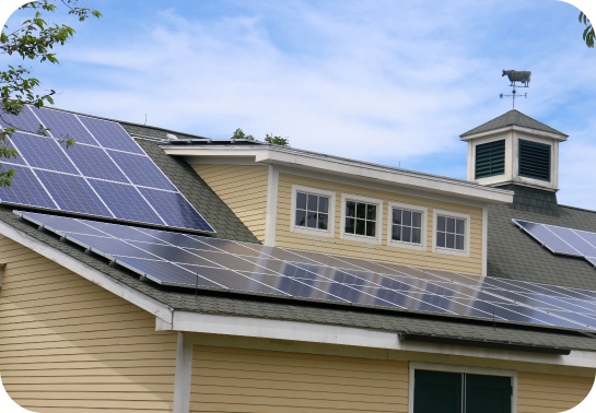 Solar panels on top of a roof