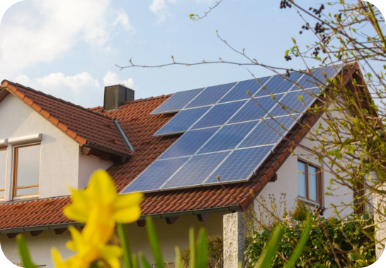 Fron facing shingle roof with solar panels