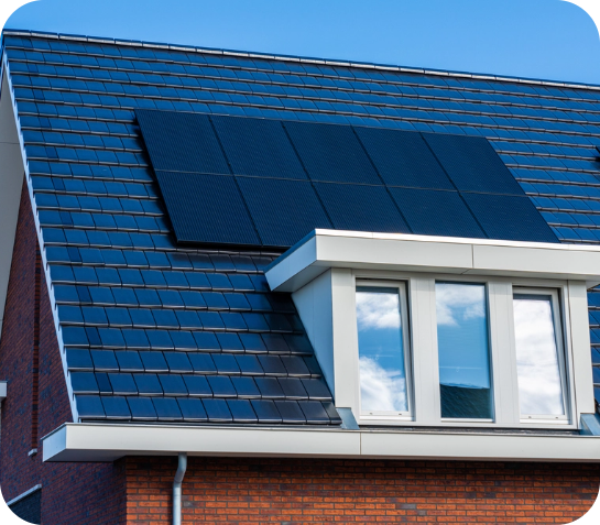 Shingle roof with solar panels mounted