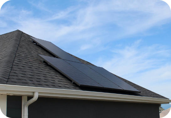 Side view of a solar panel mounted on roof