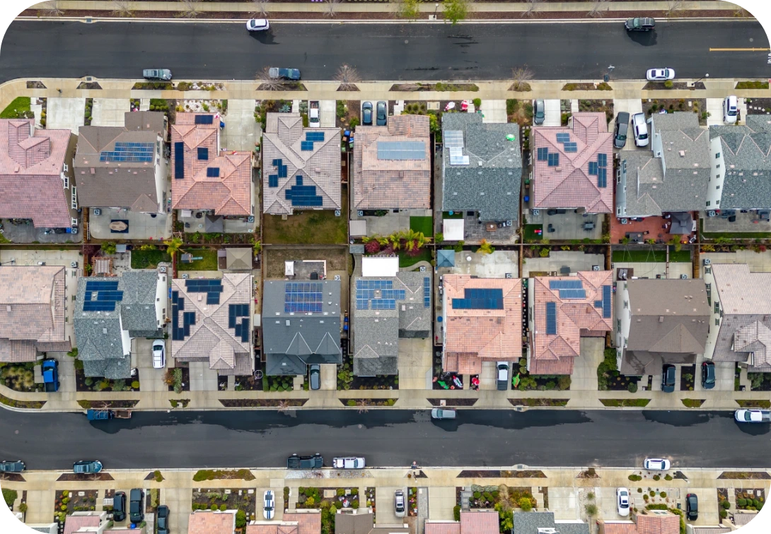 Google maps view of a neighborhood with solar panels