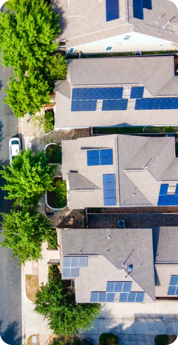 Aerial view of solar panels