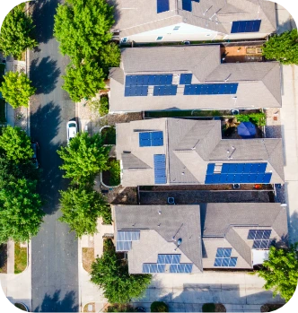 Aerial view of solar panels